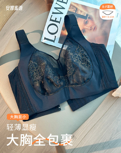 【高级感蕾丝刺绣】大胸显小防下垂调整型收副乳新款内衣女士文胸