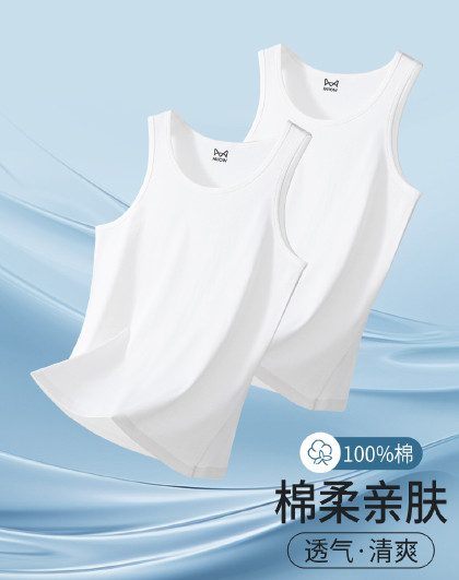 【7A抑菌100%纯棉 2件装】男士全棉背心打底运动透气吸汗