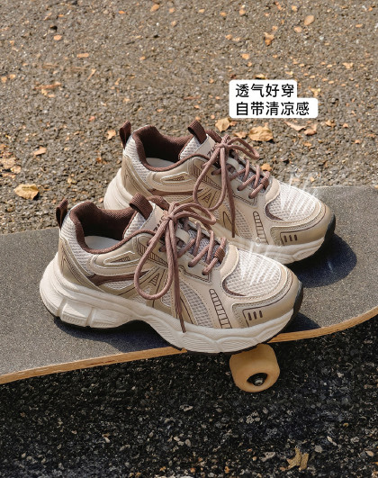 【秒增6cm】26爆款轻便跑步运动鞋休闲鞋女厚底鞋网面老爹鞋