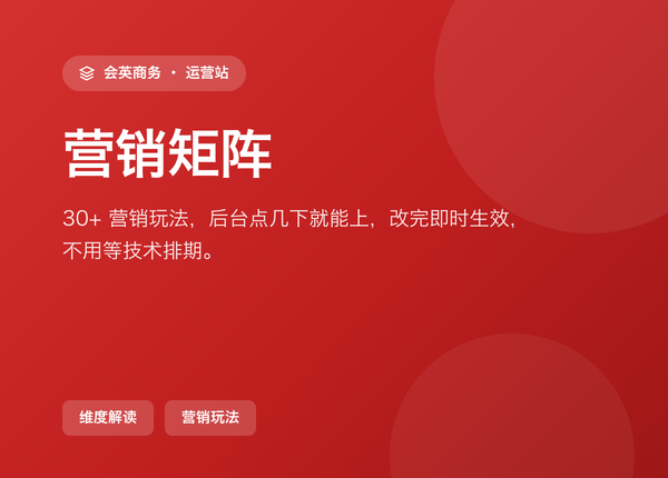 做一次营销活动要等技术排期？会英商务把 30+ 玩法做成后台点几下就能上