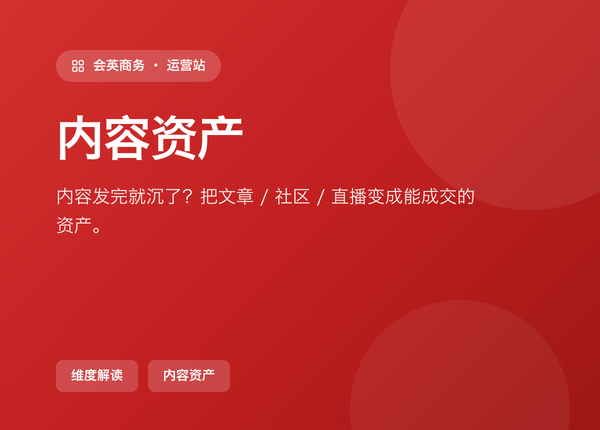 内容发完就沉了？会英商务把文章/社区/直播变成能成交的资产